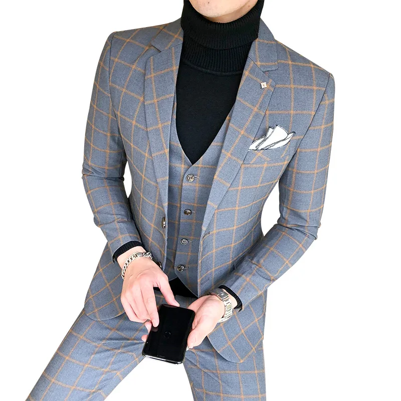 Men'S Grooming Kits - Blazer ve yelek ve pantolon/butik moda
